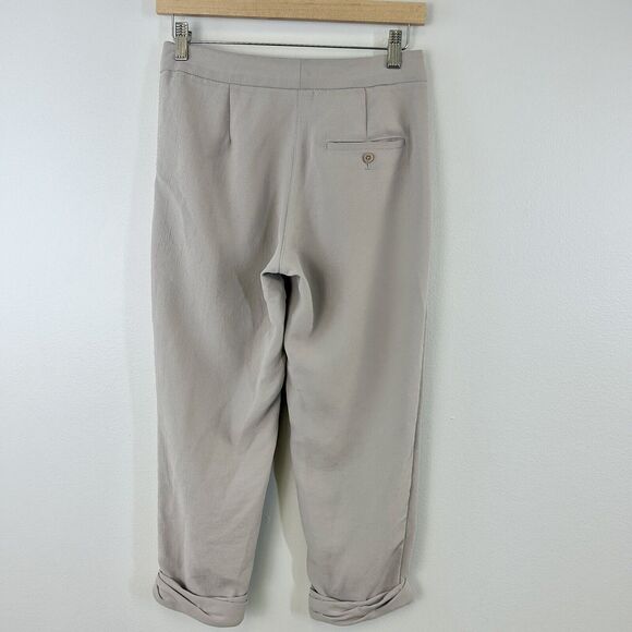 Aritzia Wilfred Pants Womens 00 Gray Allant Cropped Ribbon Waist Tie Crepe Capri - Picture 3 of 16